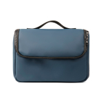 Trousse de toilette de voyage en cuir synthétique déperlante à poignée couleur bleu marine deuxième vue