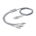 Câble 5-en-1 en aluminium enduit de cuivre avec sortie iOS couleur argenté