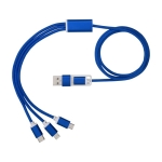 Câble 5-en-1 en aluminium enduit de cuivre avec sortie iOS couleur bleu roi deuxième vue frontale