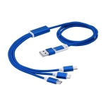Câble 5-en-1 en aluminium enduit de cuivre avec sortie iOS couleur bleu roi