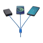 Câble 5-en-1 en aluminium enduit de cuivre avec sortie iOS couleur bleu roi deuxième vue