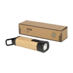 Lampe torche en bambou et plastique recyclé à mousqueton avec 3 modes couleur naturel deuxième vue