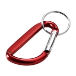 Porte-clés en aluminium recyclé avec mousqueton et finition métallique couleur rouge