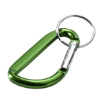 Porte-clés en aluminium recyclé avec mousqueton et finition métallique couleur vert