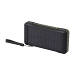 Batterie externe en plastique recyclé à manivelle et câbles 10 000 mAh couleur vert militaire