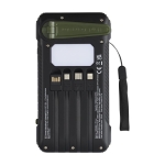 Batterie externe en plastique recyclé à manivelle et câbles 10 000 mAh couleur vert militaire deuxième vue arrière