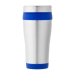 Gobelet isolant en acier inoxydable recyclé à couvercle à vis 410ml couleur bleu deuxième vue frontale
