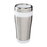 Gobelet isolant en acier inoxydable recyclé à couvercle à vis 410ml couleur blanc