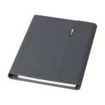 Porte-documents en polyester recyclé à porte-cartes et support mobile couleur gris