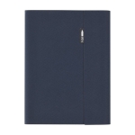 Porte-documents en polyester recyclé à porte-cartes et support mobile couleur bleu marine deuxième vue frontale