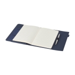 Porte-documents en polyester recyclé à porte-cartes et support mobile couleur bleu marine troisième vue