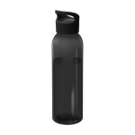 Bouteille transparente en plastique recyclé, couvercle à poignée 650ml couleur noir
