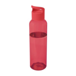 Bouteille transparente en plastique recyclé, couvercle à poignée 650ml couleur rouge
