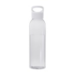 Bouteille transparente en plastique recyclé, couvercle à poignée 650ml couleur blanc deuxième vue frontale