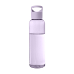 Bouteille transparente en plastique recyclé, couvercle à poignée 650ml couleur lilas deuxième vue frontale