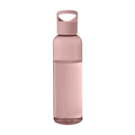 Bouteille transparente en plastique recyclé, couvercle à poignée 650ml couleur rose pastel deuxième vue frontale