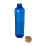 Bouteille en plastique recyclé transparent avec bouchon en bambou 1L couleur bleu deuxième vue