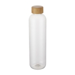 Bouteille en plastique recyclé transparent avec bouchon en bambou 1L couleur transparent
