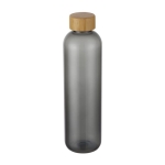 Bouteille en plastique recyclé transparent avec bouchon en bambou 1L couleur gris transparent