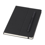 Carnet à logo écologique avec stylo intégré et pages rayées couleur noir