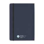 Carnet à logo écologique avec stylo intégré et pages rayées couleur bleu marine deuxième vue arrière
