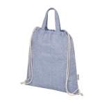 Sac en coton recyclé avec cordon de serrage 150g/m² couleur bleu chiné deuxième vue