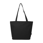 Sac fourre-tout en polyester recyclé à compartiment principal zippé couleur noir deuxième vue frontale