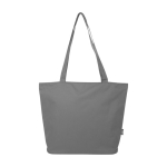 Sac fourre-tout en polyester recyclé à compartiment principal zippé couleur gris deuxième vue frontale