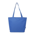 Sac fourre-tout en polyester recyclé à compartiment principal zippé couleur bleu roi deuxième vue frontale