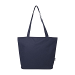Sac fourre-tout en polyester recyclé à compartiment principal zippé couleur bleu marine deuxième vue frontale