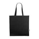 Sac à provisions en coton recyclé à anses courtes 220 g/m² couleur noir deuxième vue frontale