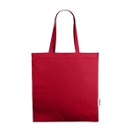 Sac à provisions en coton recyclé à anses courtes 220 g/m² couleur rouge deuxième vue frontale