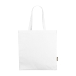 Sac à provisions en coton recyclé à anses courtes 220 g/m² couleur blanc deuxième vue frontale
