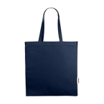 Sac à provisions en coton recyclé à anses courtes 220 g/m² couleur bleu marine deuxième vue frontale