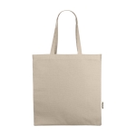 Sac à provisions en coton recyclé à anses courtes 220 g/m² couleur naturel deuxième vue frontale