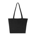 Sac XL en coton recyclé, fermeture éclair et poche 500 g/m² couleur noir deuxième vue frontale