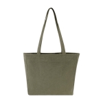 Sac XL en coton recyclé, fermeture éclair et poche 500 g/m² couleur vert deuxième vue frontale