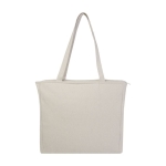 Sac XL en coton recyclé, fermeture éclair et poche 500 g/m² couleur ivoire deuxième vue frontale