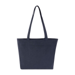 Sac XL en coton recyclé, fermeture éclair et poche 500 g/m² couleur bleu marine deuxième vue frontale
