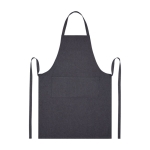 Tablier en coton recyclé style jean avec poches 320 g/m² couleur bleu jean deuxième vue frontale