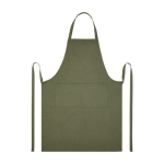Tablier en denim de coton recyclé avec poches 320 g/m² couleur vert deuxième vue frontale