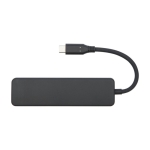 Hub en plastique recyclé avec ports d'entrée et sortie HDMI couleur noir deuxième vue frontale
