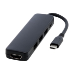 Hub en plastique recyclé avec ports d'entrée et sortie HDMI couleur noir
