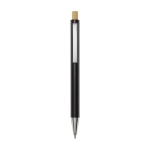 Stylo en aluminium recyclé à bouton-poussoir en bambou et encre noire couleur noir