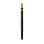 Stylo en aluminium et bambou avec détail transparent à encre bleue couleur noir deuxième vue arrière