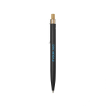 Stylo en aluminium et bambou avec détail transparent à encre bleue avec zone d'impression
