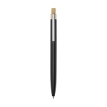 Stylo en aluminium et bambou avec détail transparent à encre noire couleur noir