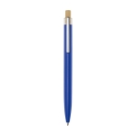 Stylo en aluminium et bambou avec détail transparent à encre noire couleur bleu