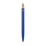 Stylo en aluminium et bambou avec détail transparent à encre noire couleur bleu deuxième vue arrière