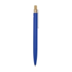 Stylo en aluminium et bambou avec détail transparent à encre noire couleur bleu deuxième vue latérale